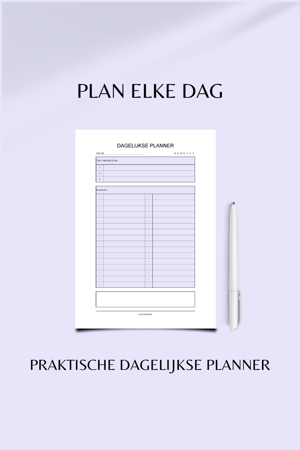 Dagelijkse Planner (printable) - Blauw