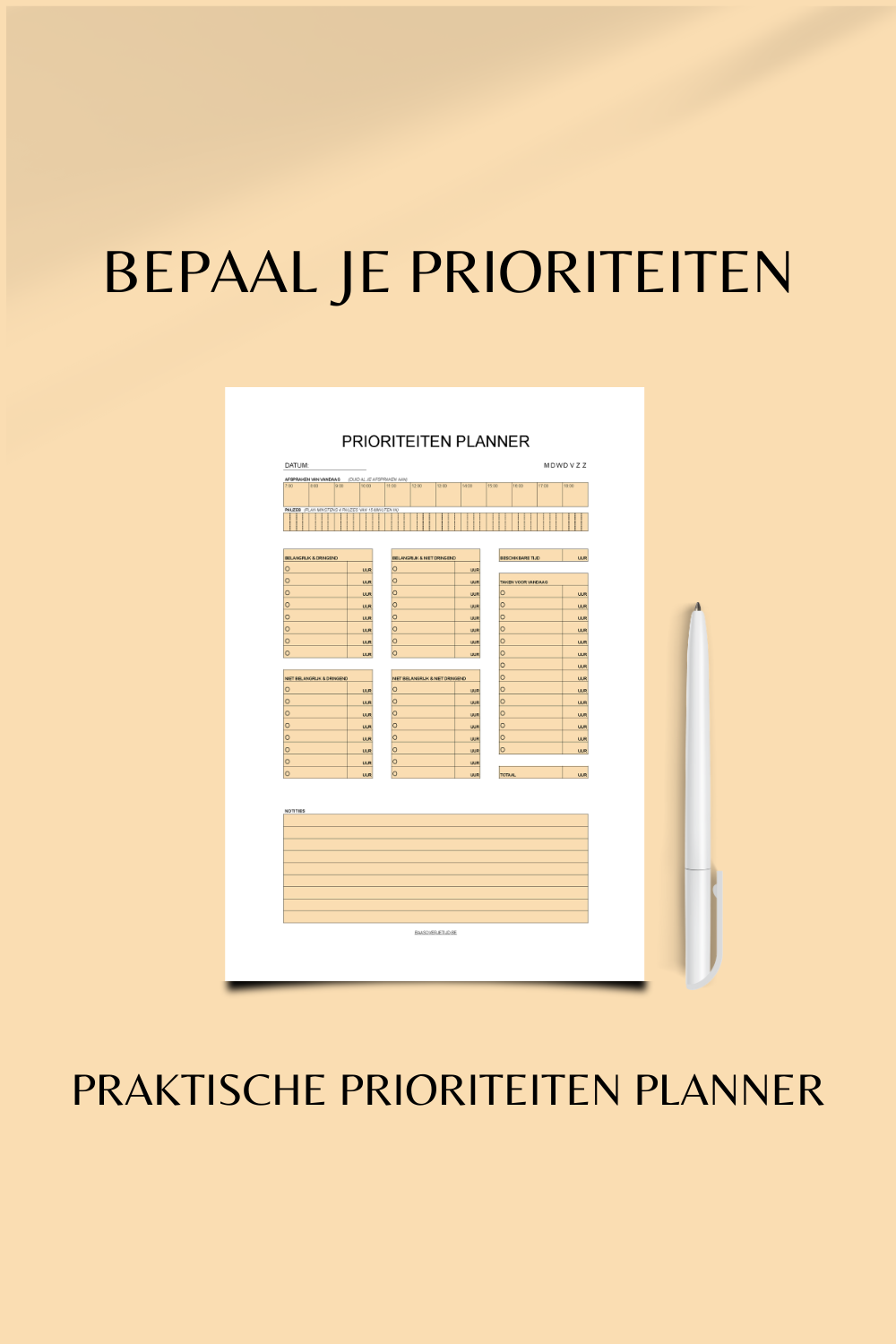 Prioriteitenplanner (printable) - Oranje