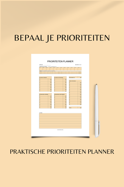 Prioriteitenplanner (printable) - Oranje