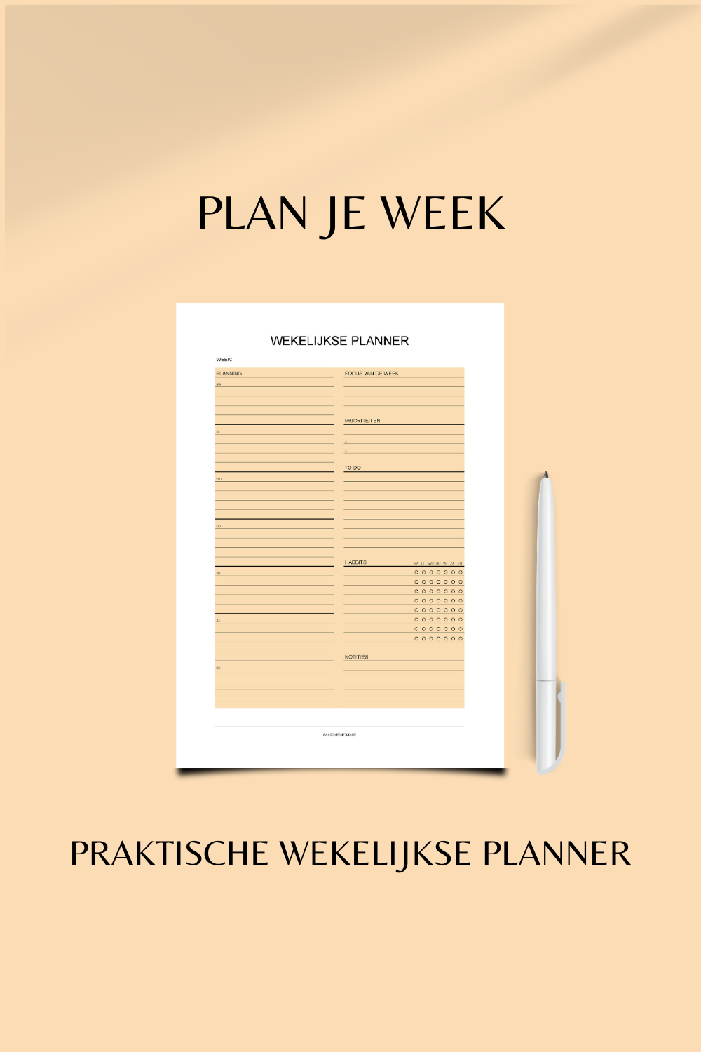 Wekelijkse Planner (printable) - Oranje