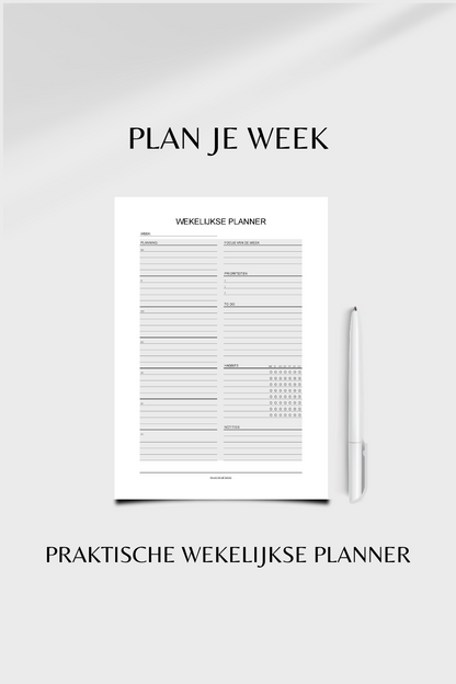 Wekelijkse Planner (printable) - Grijs