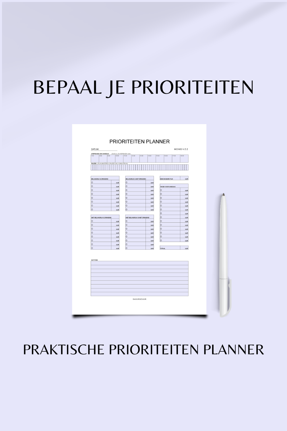 Prioriteitenplanner (printable) - Blauw