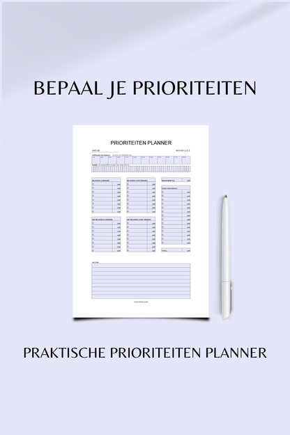 Prioriteitenplanner (printable) - Blauw