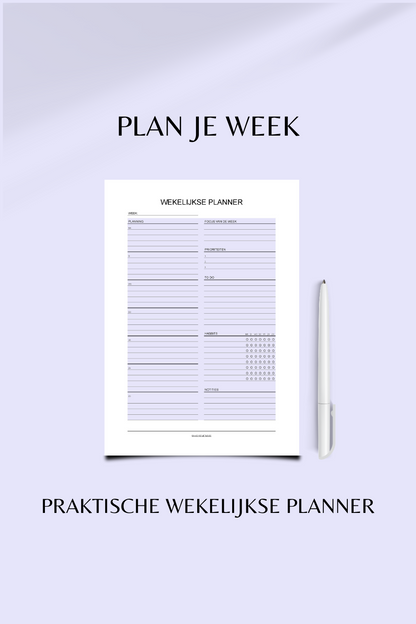 Wekelijkse Planner (printable) - Blauw