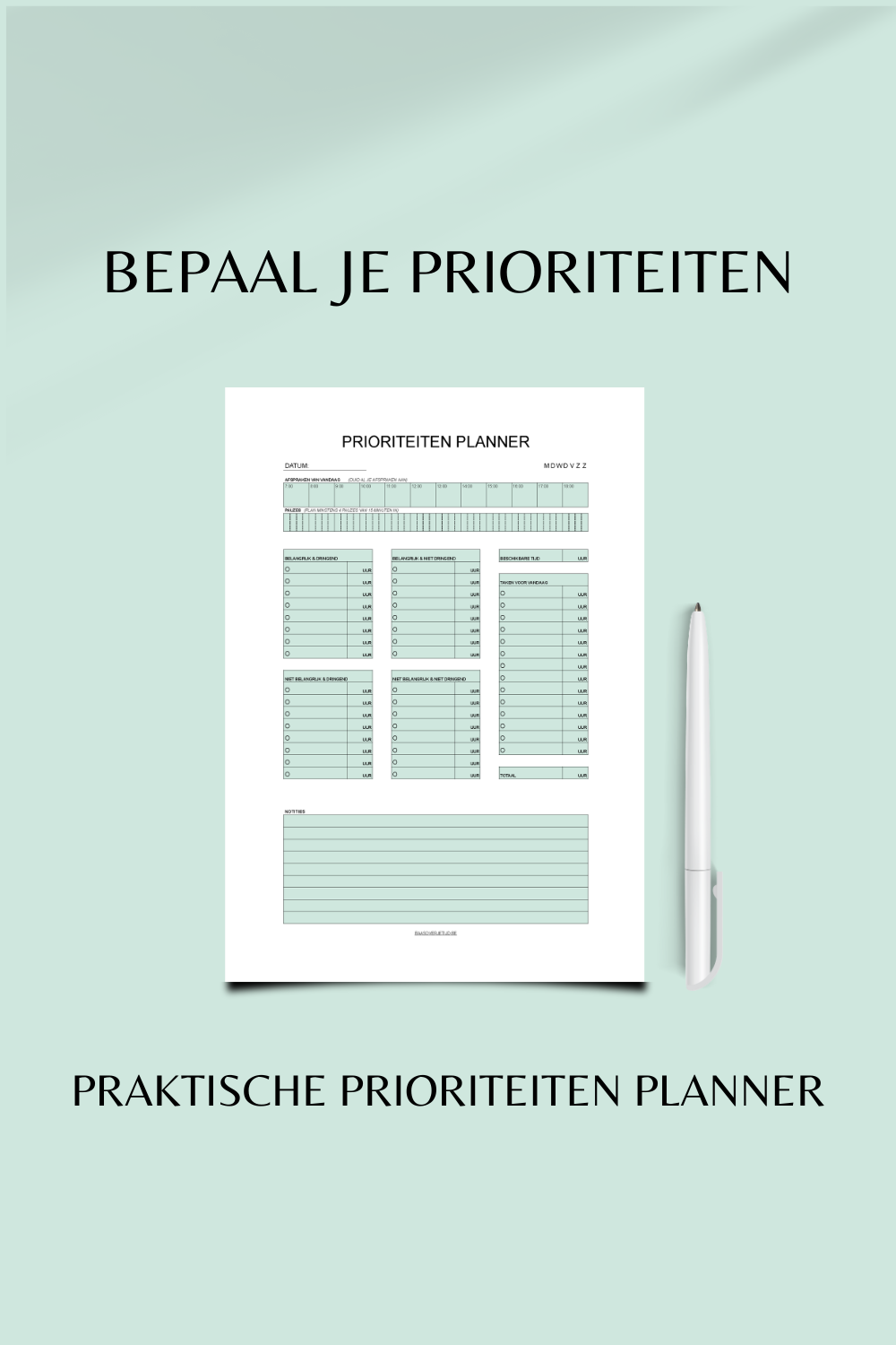 Prioriteitenplanner (printable) - Groen