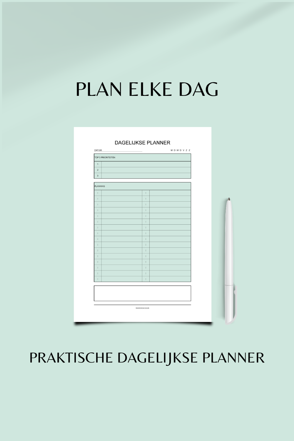 Dagelijkse Planner (printable) - Groen