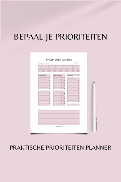 Prioriteitenplanner (printable) - Roze