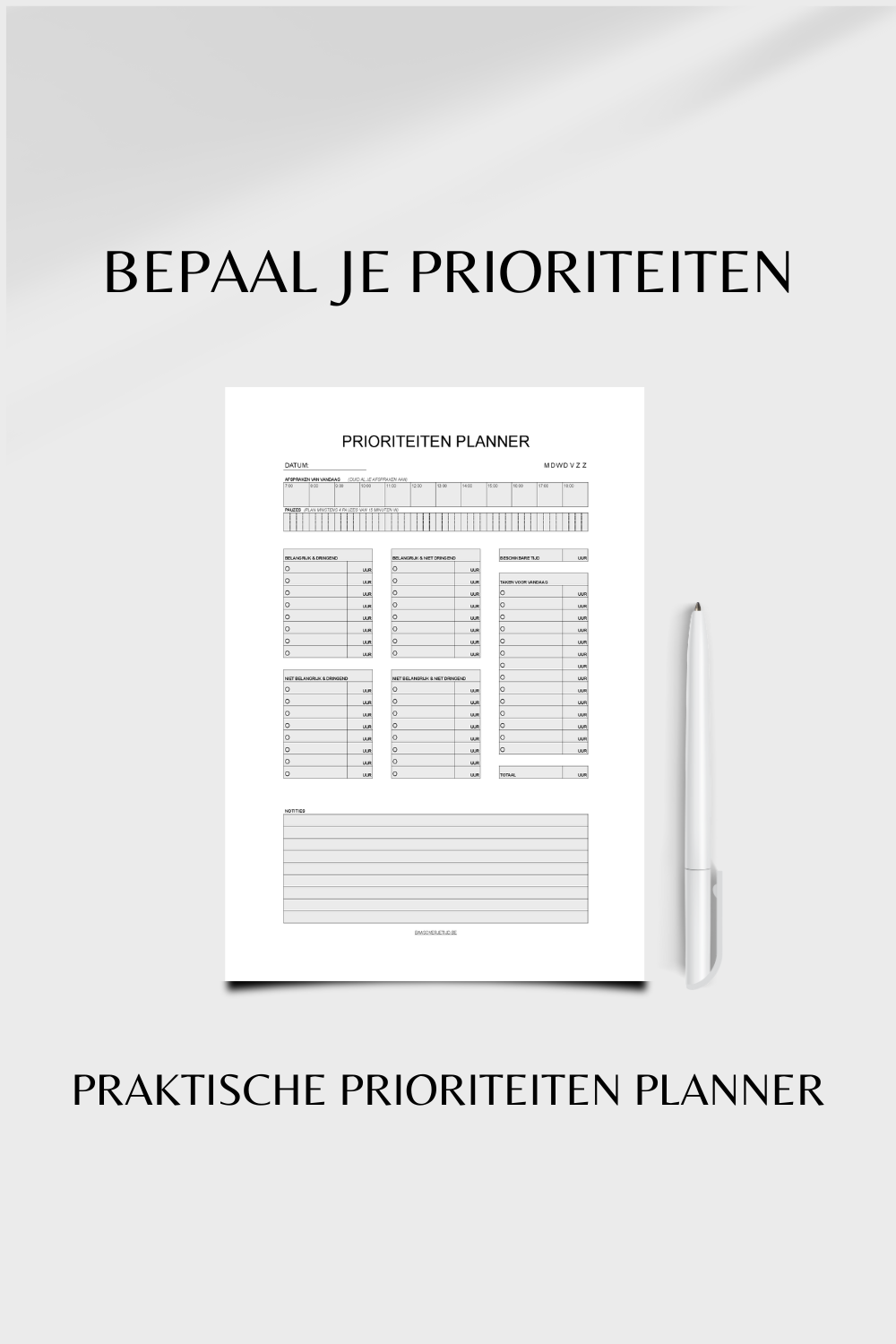 Prioriteitenplanner (printable) - Grijs