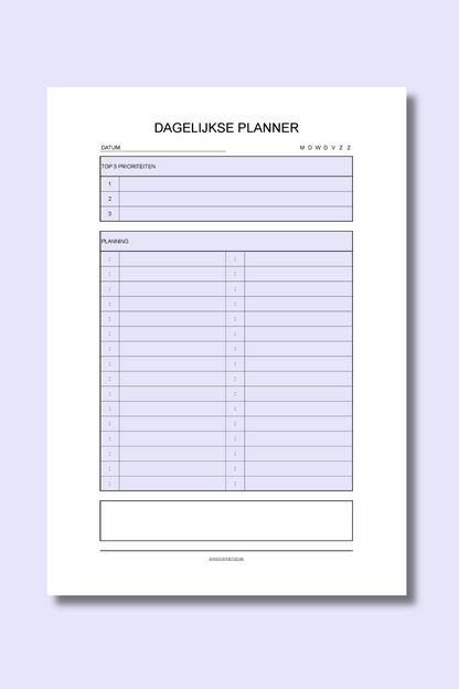 Dagelijkse Planner (printable) - Blauw