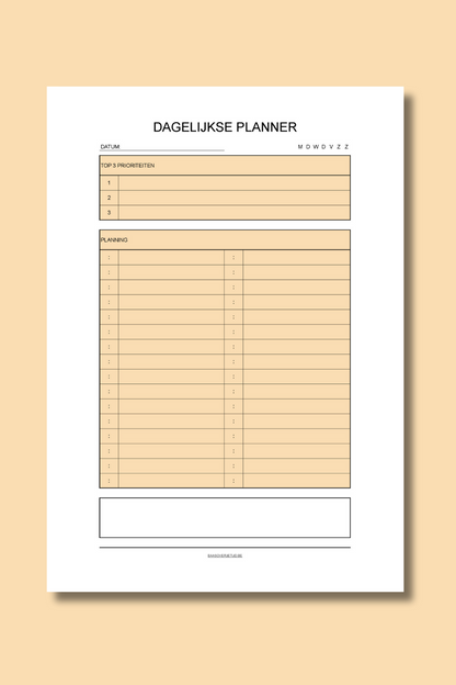 Dagelijkse Planner (printable) - Oranje