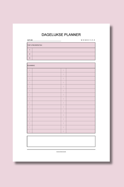 Dagelijkse Planner (printable) - Roze