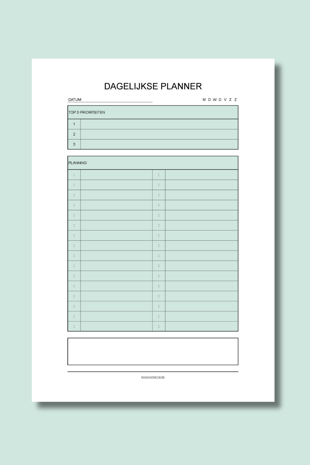 Dagelijkse Planner (printable) - Groen